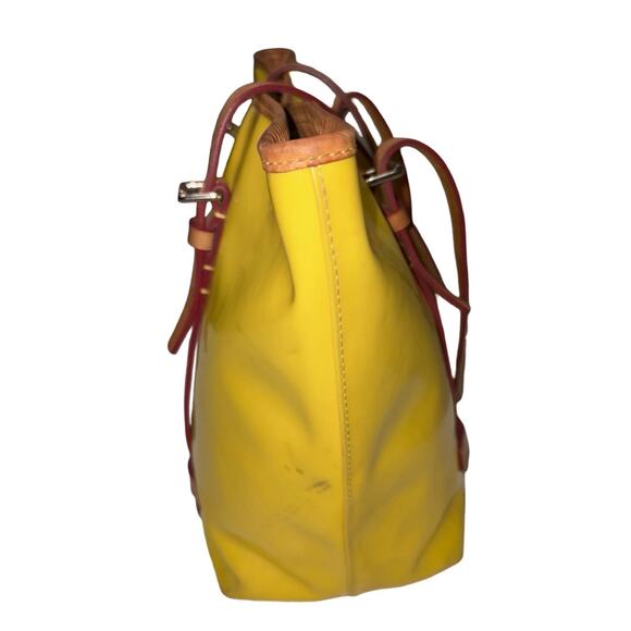 Dooney & Bourke Mustard Yellow Patent Leather Tote Bag - Picture 3 of 10